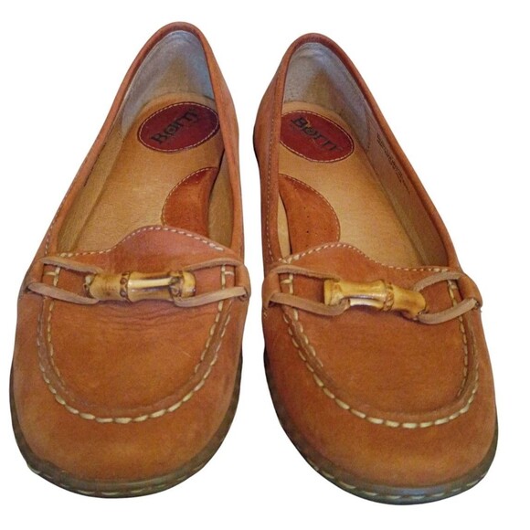 Born Women 7 Tan Leather SlipOn Loafers Moccasins Flats w/Bamboo Detail - Picture 4 of 5